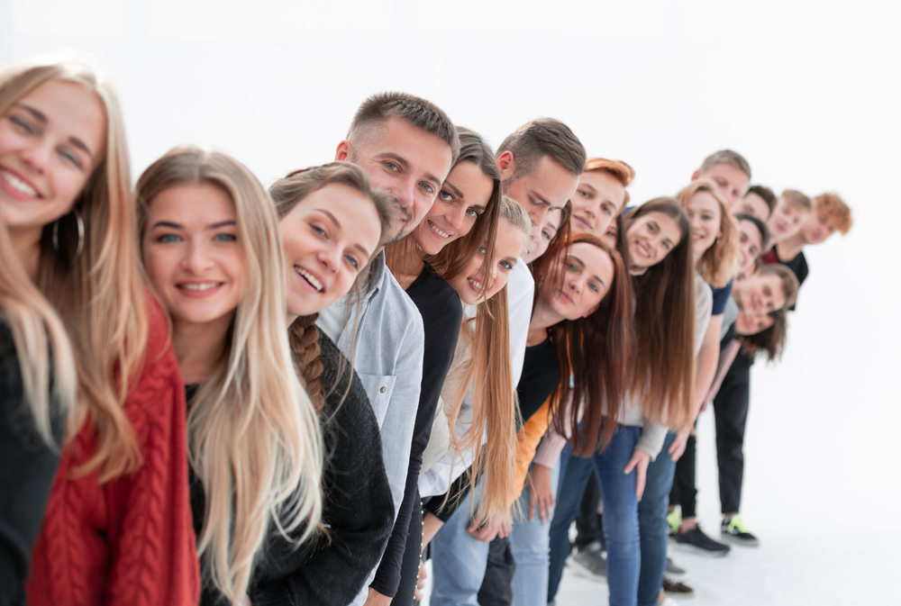 Queue of youngsters seeking long-term employment.